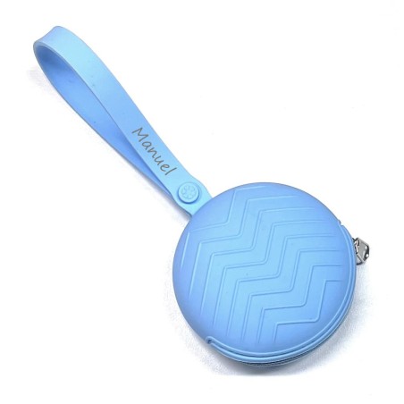 PERSONNALISER Étui à chaîne rond pour porte-sucette BLUE PASTEL