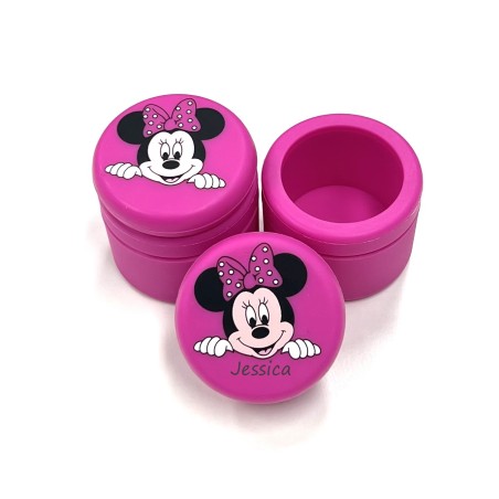 PERSONALIZE Frasco para Dentes de Leite SILICONE MINNIE FÚCSIA