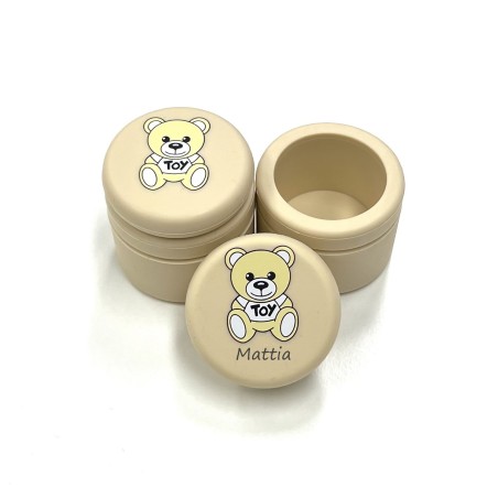 PERSONALIZE Frasco para Dentes de Leite SILICONE MOSCHINO BEIGE