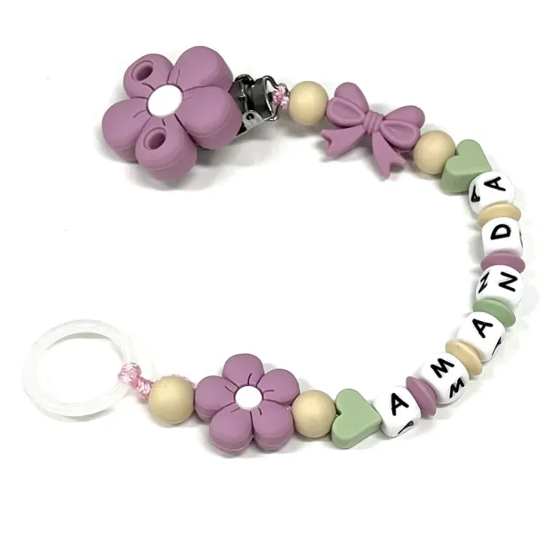 Personalisierte Silikon-Schnullerkette mit Namen | Sicher