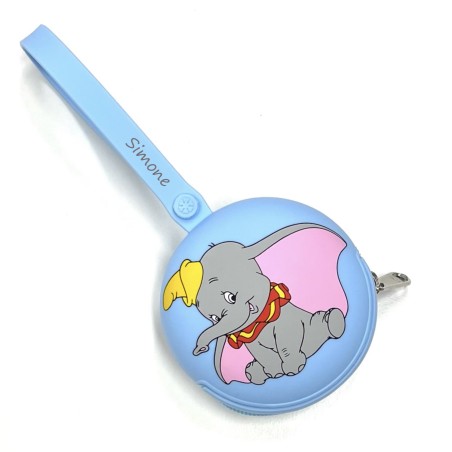 PERSONALIZE Porta-chupeta redondo com corrente DUMBO AZUL PASTEL