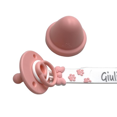 Pacifier chain in silicone FLAT MARIE with name, hook / adapter pacifier MAM and CHICCO