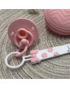 Cadena de chupete FLAT MARIE de silicona para chupete con nombre, gancho / adaptador para chupete mam y modelo de chicco