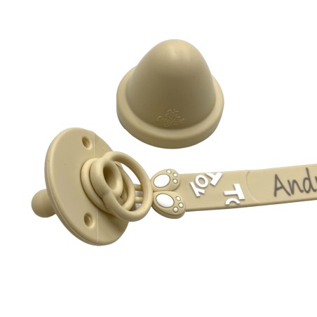 Pacifier chain in silicone FLAT MOSCHINO with name, hook / adapter pacifier MAM and CHICCO