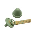 Catenella portaciuccio FLAT LEONE NATURALE in silicone con nome, gancio/adattatore ciuccio MAM e CHICCO