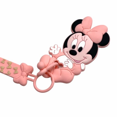 Silicone dummy chain silicone FLAT MINNIE MOUSE with name, hook / adapter pacifier MAM and CHICCO