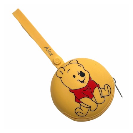 PERSONALIZE Porta-chupeta redondo com corrente WINNIE THE POOH