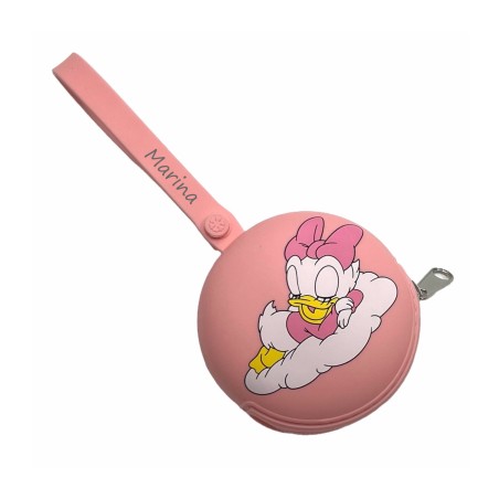 CUSTOMIZE Round Pacifier Holder Chain Case DAISY DUCK PASTEL PINK