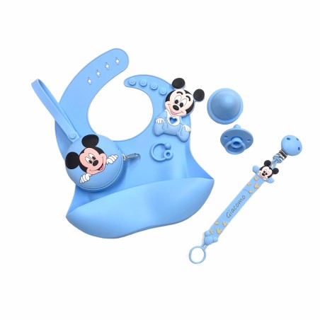 Chaîne de tétine FLAT MICKEY MOUSE en silicone avec nom, crochet / adaptateur de tétine MAM et CHICCO