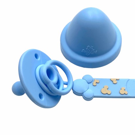 Catenella portaciuccio FLAT TOPOLINO in silicone con nome, gancio/adattatore ciuccio MAM e CHICCO