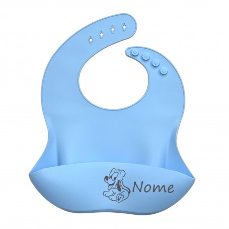 PERSONALIZE Babete de silicone AZUL PASTEL