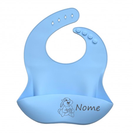 PERSONALIZE Babete de silicone AZUL PASTEL