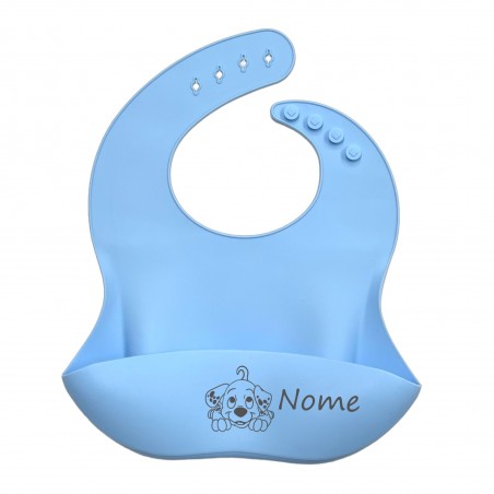 PERSONALIZE Babete de silicone AZUL PASTEL