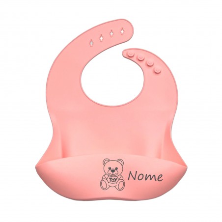 PERSONNALISER Bavoir en silicone ROSE PASTEL