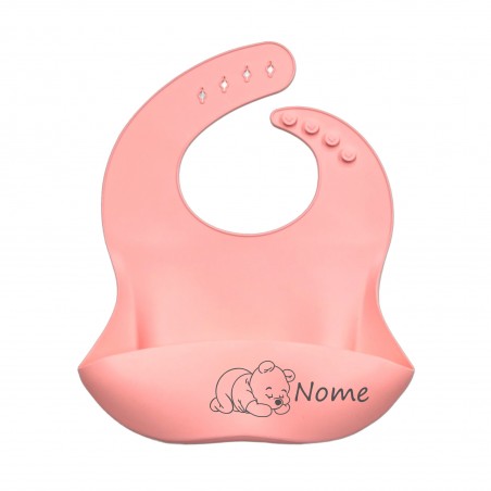 PERSONNALISER Bavoir en silicone ROSE PASTEL