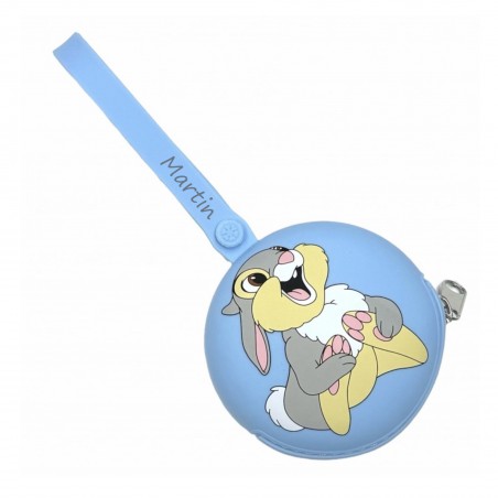 PERSONALIZE Porta-chupeta redondo com corrente Tambor Azul Pastel