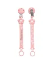 Catenella portaciuccio FLAT MARGHERITA ROSA PASTELLO in silicone con nome, gancio/adattatore ciuccio MAM e CHICCO