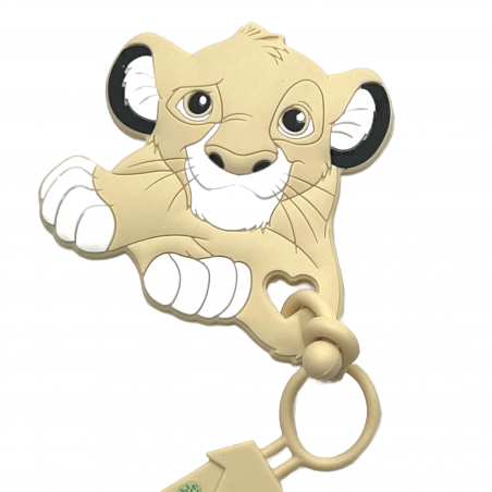 Pacifier chain in silicone FLAT LION BEIGE  with name, hook / adapter pacifier MAM and CHICCO