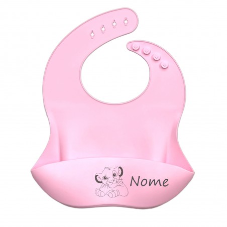PERSONALIZA Babero de silicona ROSA CLARO