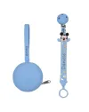 Catenella portaciuccio FLAT TOPOLINO in silicone con nome, gancio/adattatore ciuccio MAM e CHICCO