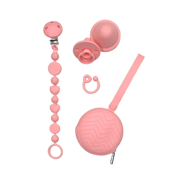 copy of Silikonschnullerkette PASTELLROSA mit Name, Haken / Adapter Schnuller MAM und CHICCO