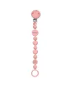 Catenella portaciuccio BUBBLE ROSA PASTELLO in silicone con nome, gancio/adattatore ciuccio MAM e CHICCO
