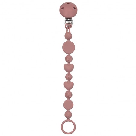 Catenella portaciuccio BUBBLE BLUSH in silicone con nome, gancio/adattatore ciuccio MAM e CHICCO