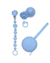 Pacifier chain in silicone BUBBLE PASTEL BLUE with name, hook / adapter pacifier MAM and CHICCO