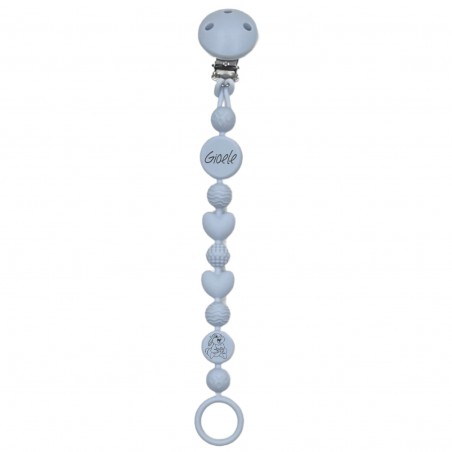 Catenella portaciuccio BUBBLE GHIACCIO in silicone con nome, gancio/adattatore ciuccio MAM e CHICCO