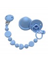 Silikonschnullerkette PASTELLBLAU mit Name, Haken / Adapter Schnuller MAM und CHICCO