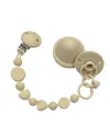 Cadena de chupete BUBBLE BEIGE de silicona para chupete con nombre, gancho / adaptador para chupete MAM e CHICCO