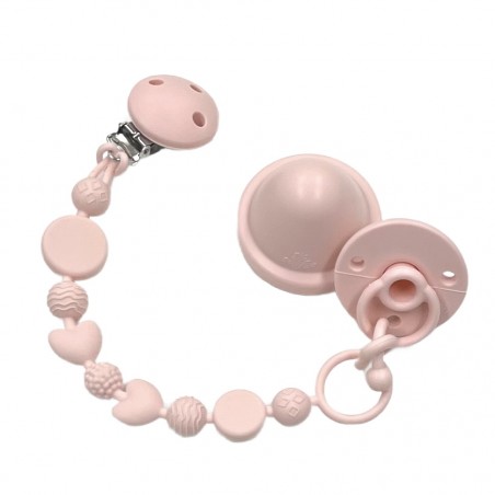Pacifier chain in silicone BUBBLE TALCUM POWDER with name, hook / adapter pacifier MAM and CHICCO