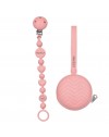 Pacifier chain in silicone BUBBLE PASTEL PINK with name, hook / adapter pacifier MAM and CHICCO