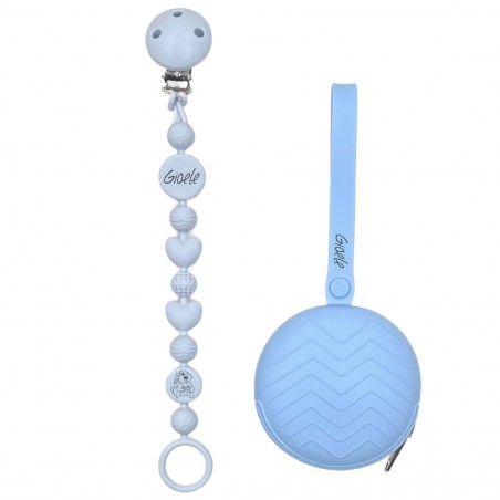 Catenella portaciuccio BUBBLE GHIACCIO in silicone con nome, gancio/adattatore ciuccio MAM e CHICCO