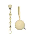 Cadena de chupete BUBBLE BEIGE de silicona para chupete con nombre, gancho / adaptador para chupete MAM e CHICCO