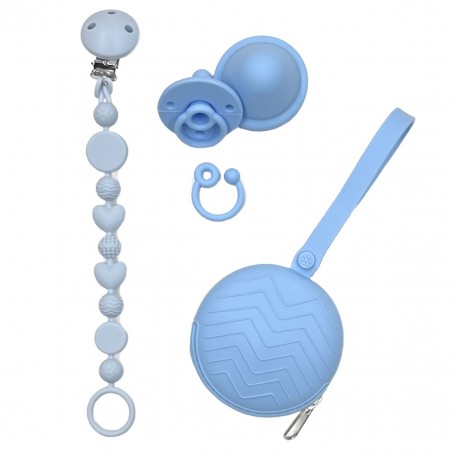 Catenella portaciuccio BUBBLE GHIACCIO in silicone con nome, gancio/adattatore ciuccio MAM e CHICCO