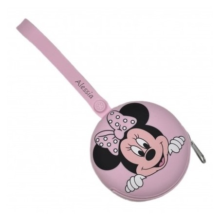CUSTOMIZE  Round Pacifier Holder Chain Case MINNIE LIGHT PINK