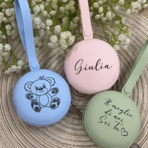 PERSONALIZA Porta Chupetes Redondo LISO con LASER-IMPRESIÓN