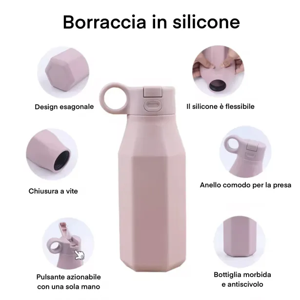 Botella de agua de silicona