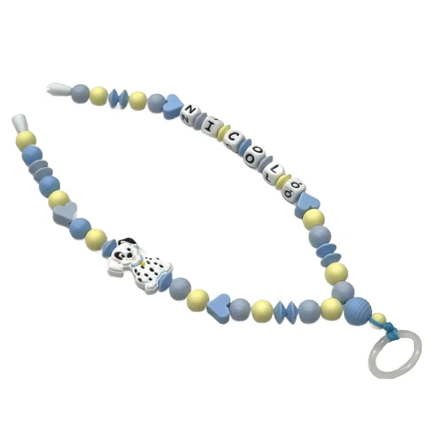 Babyjart Collar Porta Chupete con Nombre, silicona, gancho/adaptador para chupete de madre