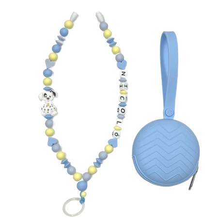 Babyjart Schnullerhalskette mit Name, aus silicone, Haken / Adapter Schnuller Mam