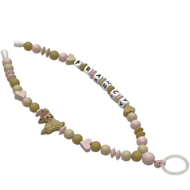Babyjart Schnullerhalskette mit Name, aus silicone, Haken / Adapter Schnuller Mam