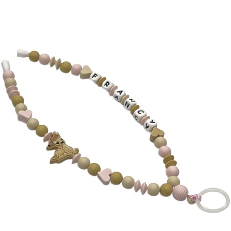 Babyjart Colar porta-chupeta com nome, silicone, gancho/adaptador de chupeta da mãe