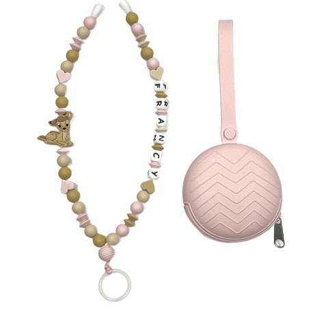 Babyjart Colar porta-chupeta com nome, silicone, gancho/adaptador de chupeta da mãe