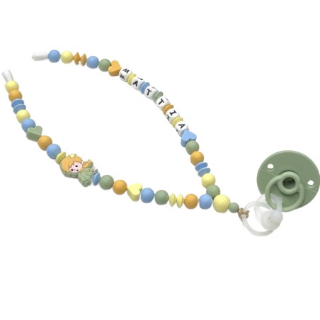 Babyjart Colar porta-chupeta com nome, silicone, gancho/adaptador de chupeta da mãe