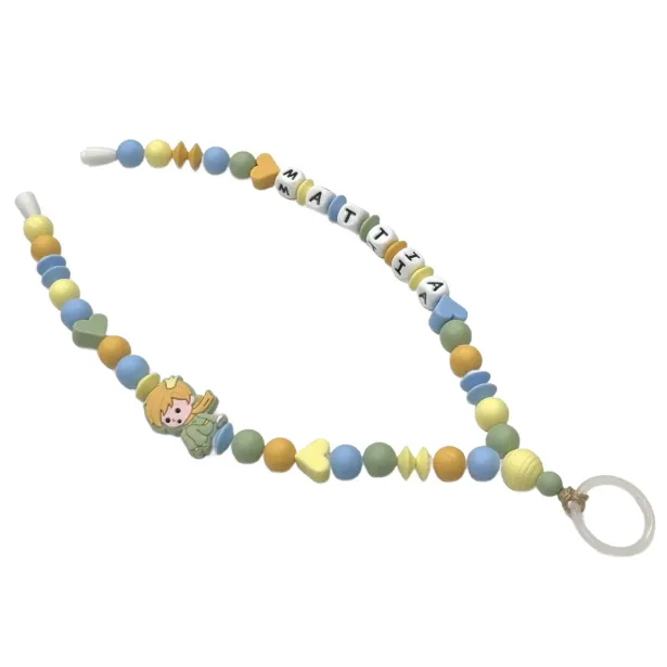 Babyjart Schnullerhalskette mit Name, aus silicone, Haken / Adapter Schnuller Mam