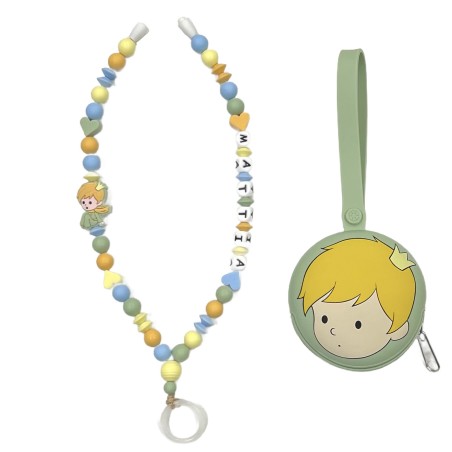 Babyjart Colar porta-chupeta com nome, silicone, gancho/adaptador de chupeta da mãe