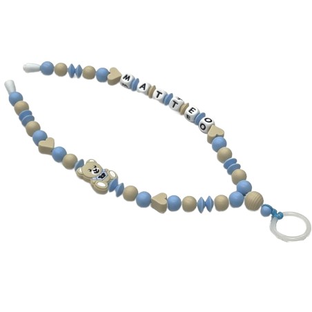 Babyjart Colar porta-chupeta com nome, silicone, gancho/adaptador de chupeta da mãe