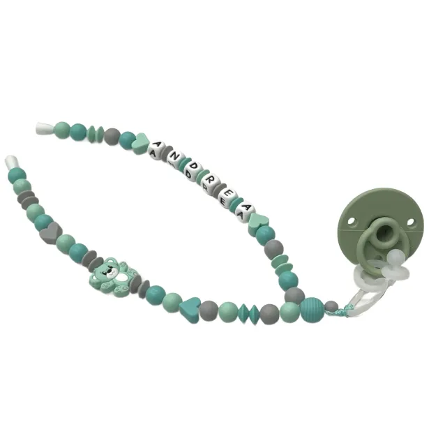 Babyjart Collar Porta Chupete con Nombre, silicona, gancho/adaptador para chupete de madre