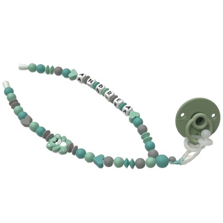 Babyjart Colar porta-chupeta com nome, silicone, gancho/adaptador de chupeta da mãe